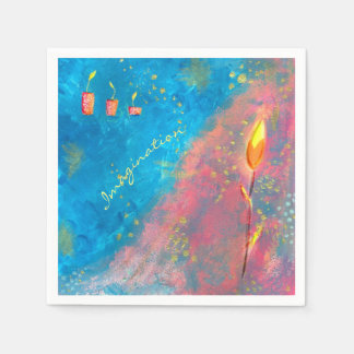 Abstract paint blue sea candles vivid colours napkin