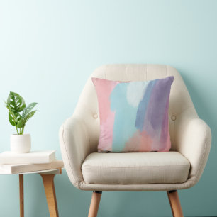 Abstract Paint Brush Strokes Design Colorful Throw Pillow