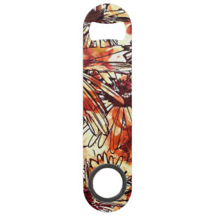 Abstract Paint Daub Sunflower Pattern Bar Key
