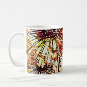 Abstract Paint Daub Sunflower Pattern Coffee Mug