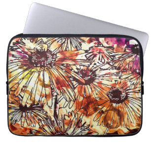Abstract Paint Daub Sunflower Pattern Laptop Sleeve