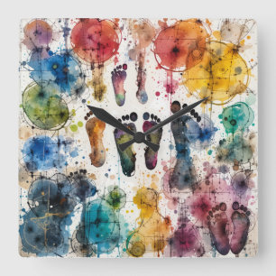 Abstract Paint Feed is all about colour Square Wall Clock