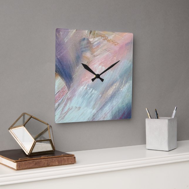 Abstract Paint Pattern Square Wall Clock (Office)