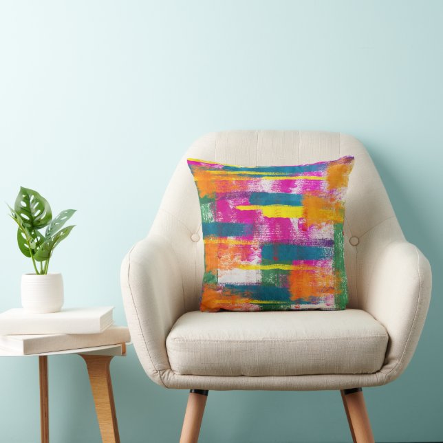 Abstract Paint Pattern Throw Pillow (Chair)