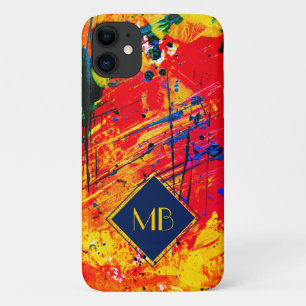 Abstract Paint Rich Coloured Splash Monogram iPhone 11 Case