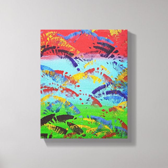 Abstract Paint Spatter Original Colourful ModernAr Canvas Print (Front)