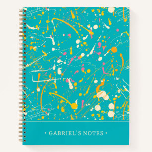 Abstract Paint Splash   Add Your Name Notebook