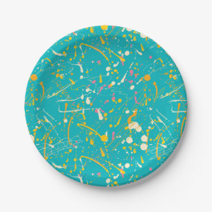 Abstract Paint Splash Paper Plate