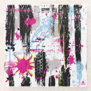 Abstract paint splash, seamless pattern. glass coaster