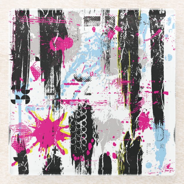 Abstract paint splash, seamless pattern. glass coaster (Front)