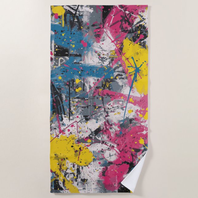 Abstract Paint Splash Urban Art Beach Towel (Front)
