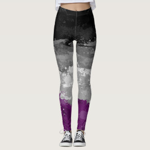 Abstract Paint Splatter Asexual Pride Flag Pattern Leggings