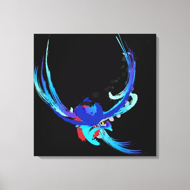 Abstract Paint Splatter Bird in Flight Canvas Print (Front)