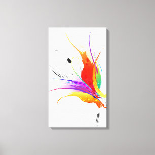 Abstract Paint Splatter Bird of Paradise Canvas Print