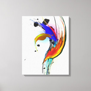 Abstract Paint Splatter Bird of Paradise Canvas Print