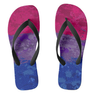 Abstract Paint Splatter Bisexual Pride Flag Flip Flops
