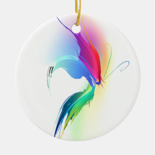 Abstract Paint Splatter Butterfly Ceramic Ornament