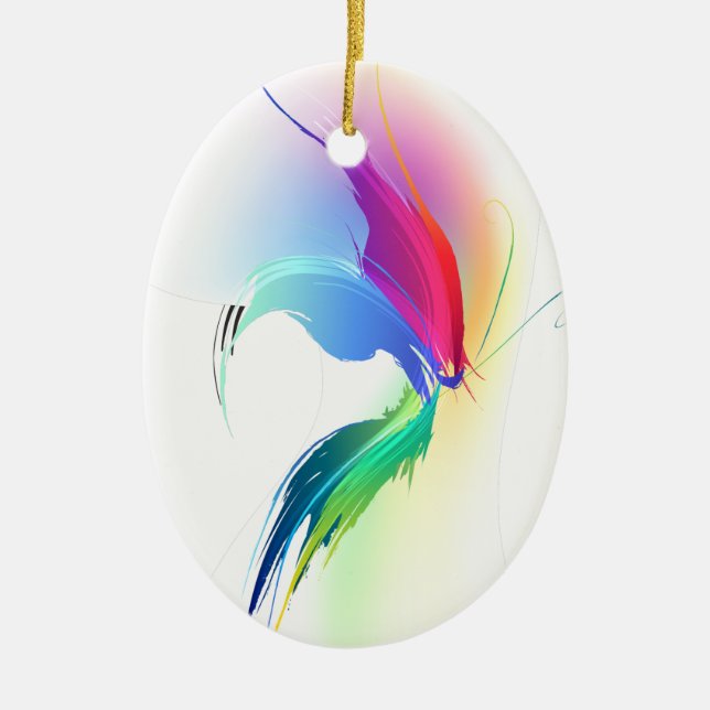 Abstract Paint Splatter Butterfly Ceramic Ornament (Front)