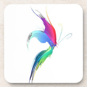 Abstract Paint Splatter Butterfly Coaster