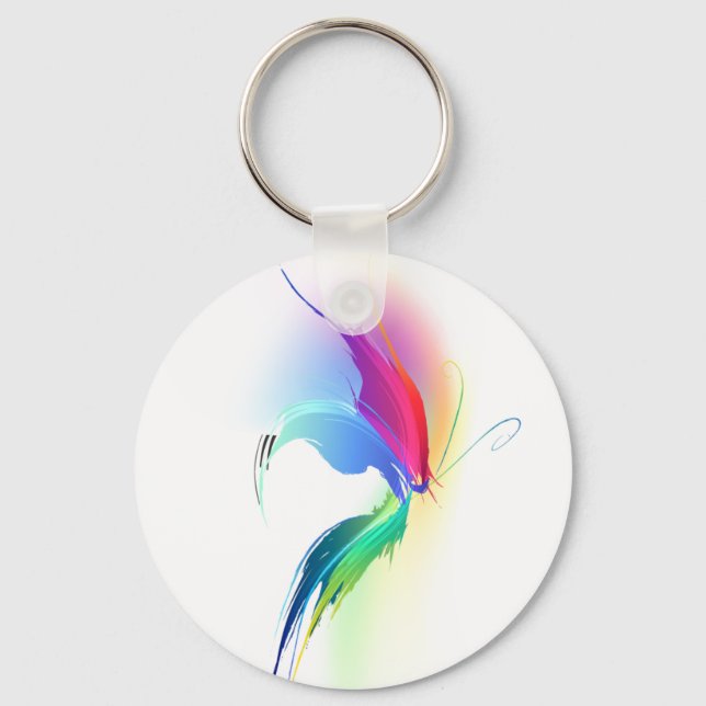 Abstract Paint Splatter Butterfly Keychain (Front)
