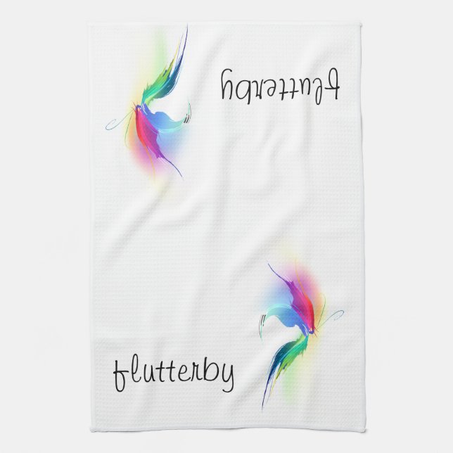 Abstract Paint Splatter Butterfly Kitchen Towel (Vertical)