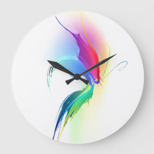 Abstract Paint Splatter Butterfly Large Clock