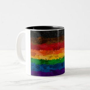 Abstract Paint Splatter Inclusive Rainbow Flag Two-Tone Coffee Mug