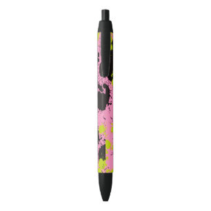 Abstract Paint Splatter Pattern Black Ink Pen
