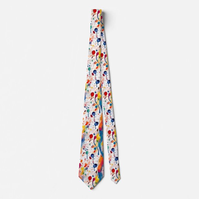 Abstract Paint Splatter Pattern Colourful Modern  Tie (Front)