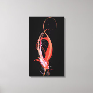 Abstract Paint Splatter Pink Flamingo on bBlack Canvas Print