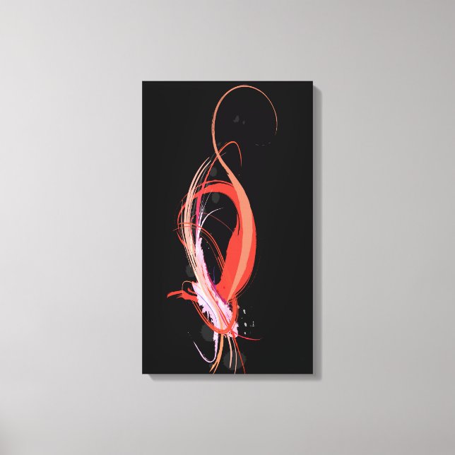 Abstract Paint Splatter Pink Flamingo on bBlack Canvas Print (Front)