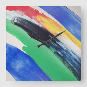 Abstract Paint Square Wall Clock