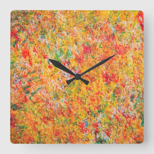 Abstract Paint Square Wall Clock (Front)