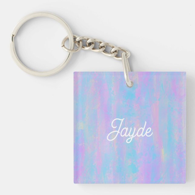 Abstract Paint Strokes Mermaid Colours Keychain (Front)