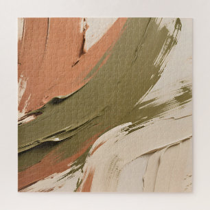 Abstract Paint Strokes Neutral Earth Tones Jigsaw Puzzle