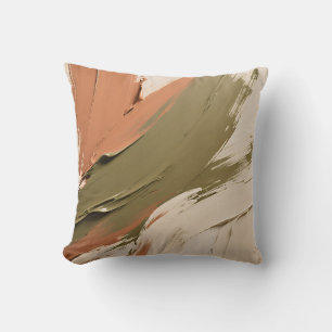 Abstract Paint Strokes Neutral Earth Tones Throw Pillow