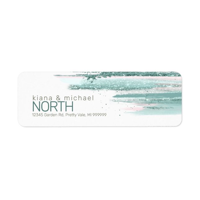 Abstract Paint Strokes Wedding Teal ID886 (Front)