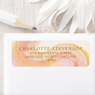 Abstract Paint Swirl Pink Yellow Return Address