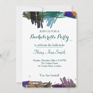 Abstract Paint with Water Colour Bachelor Party Invitation