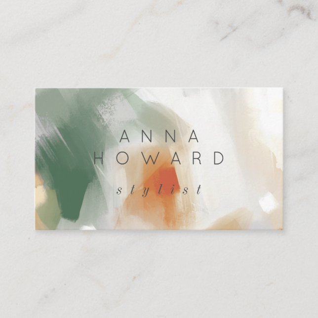 Abstract Paintbrush Stroke Fine Art Business Card (Front)