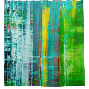 Abstract painted canvas. Oil paints on a palette. 