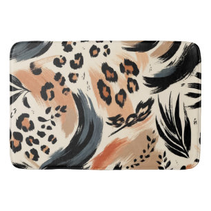 Abstract Painted Exotic Animal Print Leopard Bath Mat
