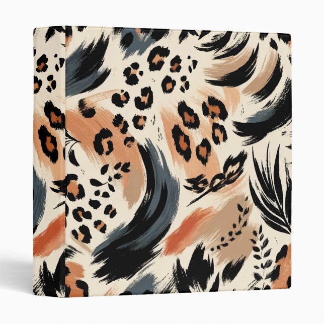 Abstract Painted Exotic Animal Print Leopard  Binder (Front/Spine)