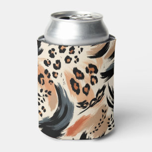 Abstract Painted Exotic Animal Print Leopard  Can Cooler