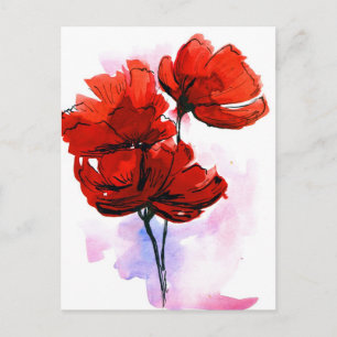Abstract painted floral background 2 postcard