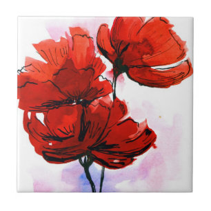 Abstract painted floral background 2 tile