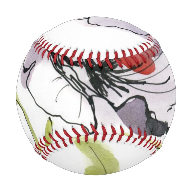 Abstract painted floral background 3 baseball (Front)