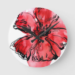Abstract painted floral background 4 round clock