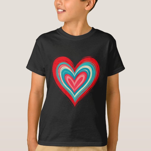 Abstract Painted Heart Valentine Love Art  T-Shirt (Front)