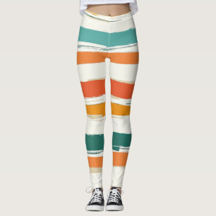 Abstract Painted Horizontal Brush Stripes Boho Leggings